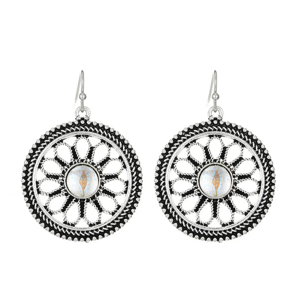 1 Pair Vintage Style Heart Shape Inlay Alloy Turquoise Silver Plated Drop Earrings