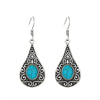 1 Pair Vintage Style Heart Shape Inlay Alloy Turquoise Silver Plated Drop Earrings
