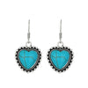 1 Pair Vintage Style Heart Shape Inlay Alloy Turquoise Silver Plated Drop Earrings
