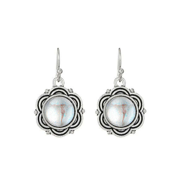 1 Pair Vintage Style Heart Shape Inlay Alloy Turquoise Silver Plated Drop Earrings