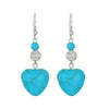 1 Pair Vintage Style Heart Shape Inlay Alloy Turquoise Silver Plated Drop Earrings