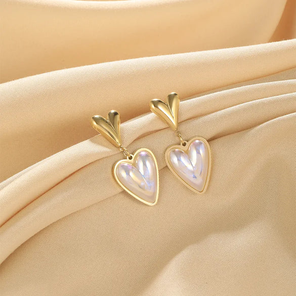 1 Pair Vintage Style Heart Shape Plating 304 Stainless Steel Drop Earrings