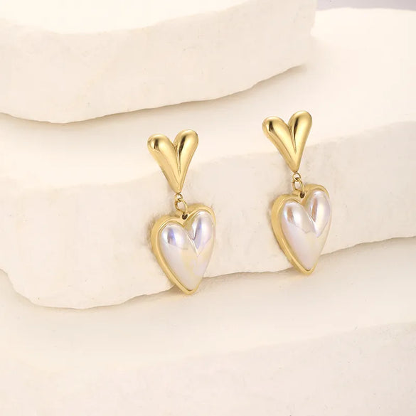 1 Pair Vintage Style Heart Shape Plating 304 Stainless Steel Drop Earrings