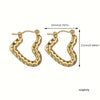 1 Pair Vintage Style Heart Shape Stainless Steel Gold Plated Hoop Earrings