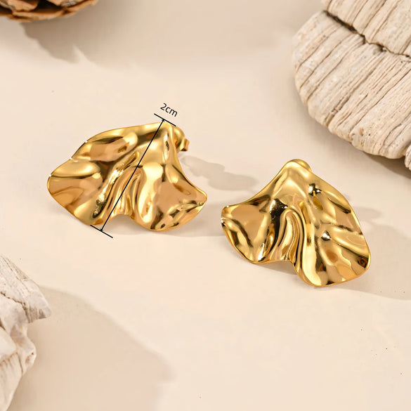 1 Pair Vintage Style IG Style Irregular Conch Fish Tail 304 Stainless Steel 18K Gold Plated Ear Studs
