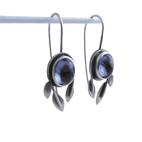 1 Pair Vintage Style Leaf Oval Inlay Alloy Artificial Crystal Earrings