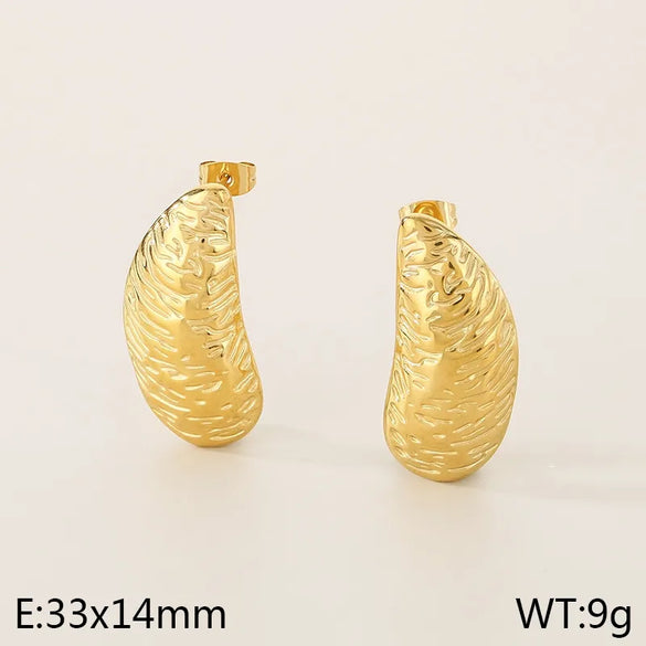 1 Pair Vintage Style Oval Heart Shape Plating 304 Stainless Steel 18K Gold Plated Ear Studs