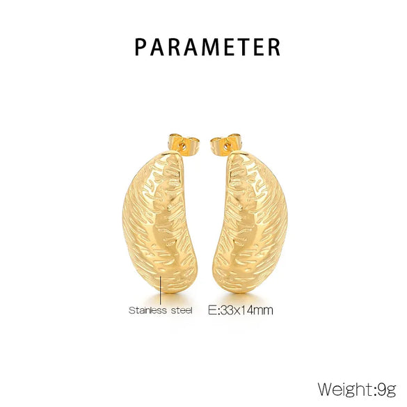 1 Pair Vintage Style Oval Heart Shape Plating 304 Stainless Steel 18K Gold Plated Ear Studs