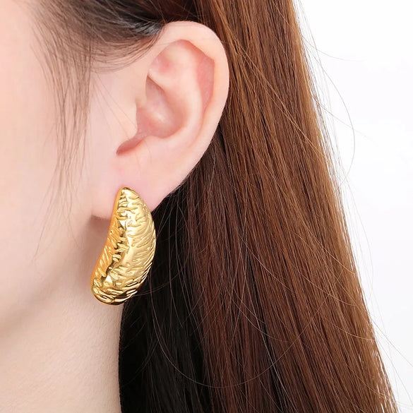 1 Pair Vintage Style Oval Heart Shape Plating 304 Stainless Steel 18K Gold Plated Ear Studs