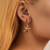 1 Pair Vintage Style Punk Starfish Heart Shape Flower Star Butterfly Copper Copper Zircon 18K Gold Plated Drop Earrings