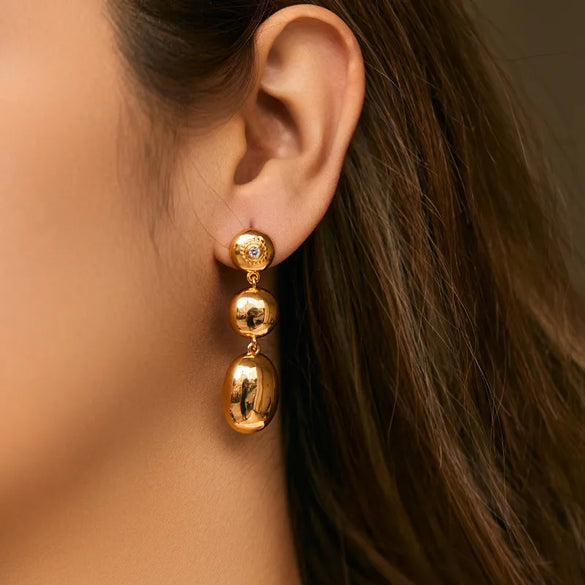 1 Pair Vintage Style Punk Starfish Heart Shape Flower Star Butterfly Copper Copper Zircon 18K Gold Plated Drop Earrings