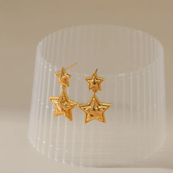 1 Pair Vintage Style Punk Starfish Heart Shape Flower Star Butterfly Copper Copper Zircon 18K Gold Plated Drop Earrings