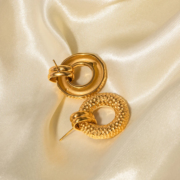 1 Pair Vintage Style Round Plating Stainless Steel 18k Gold Plated Earrings