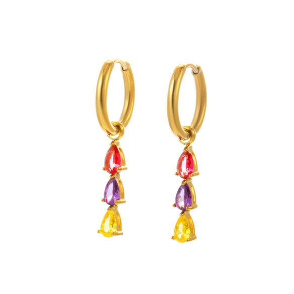 1 Pair Vintage Style Round Water Droplets Plating Inlay Stainless Steel Zircon 18k Gold Plated Drop Earrings