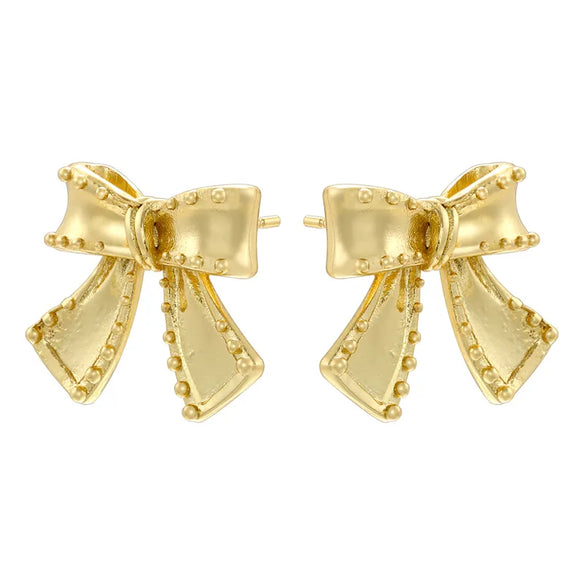 1 Pair Vintage Style Simple Style Bow Knot Inlay Copper Zircon 18K Gold Plated Earrings Ear Studs