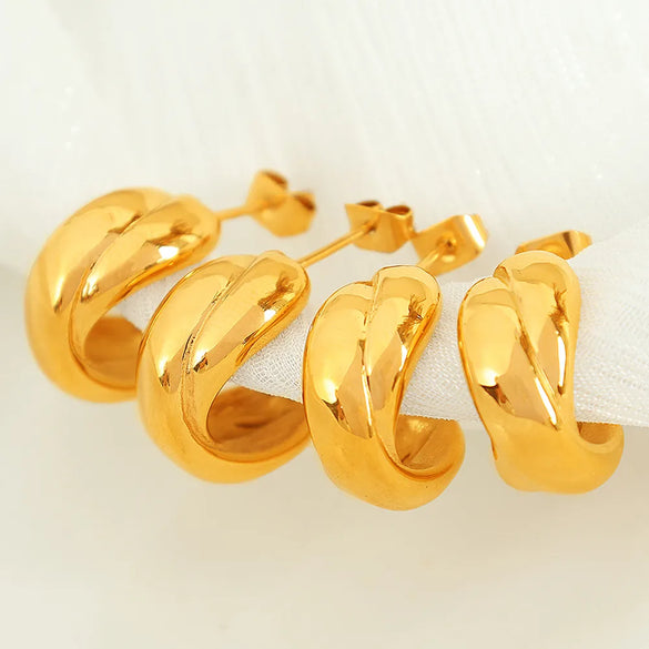 1 Pair Vintage Style Simple Style C Shape 304 Stainless Steel 18K Gold Plated Ear Studs