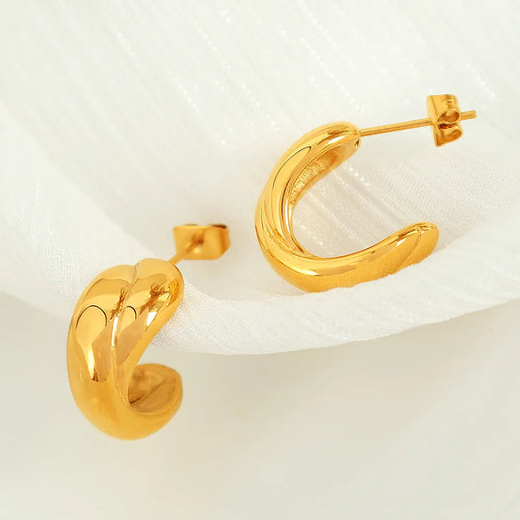 1 Pair Vintage Style Simple Style C Shape 304 Stainless Steel 18K Gold Plated Ear Studs