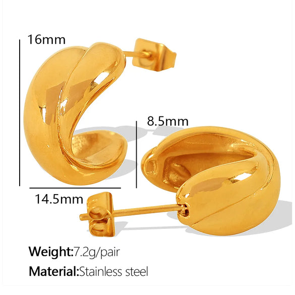 1 Pair Vintage Style Simple Style C Shape 304 Stainless Steel 18K Gold Plated Ear Studs