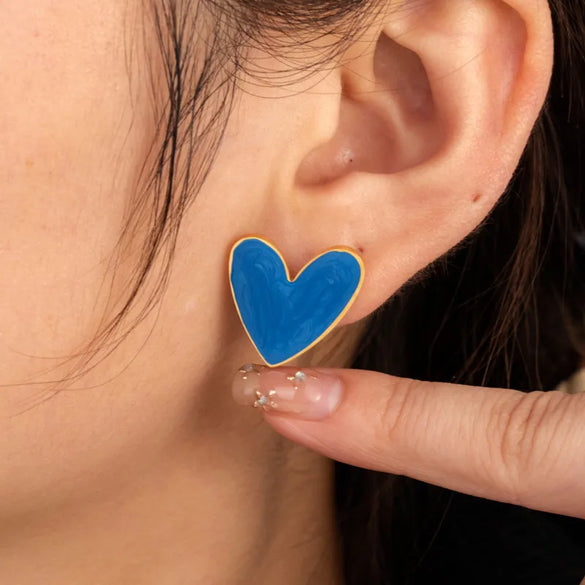 1 Pair Vintage Style Simple Style C Shape Heart Shape 304 Stainless Steel Zircon Ear Studs