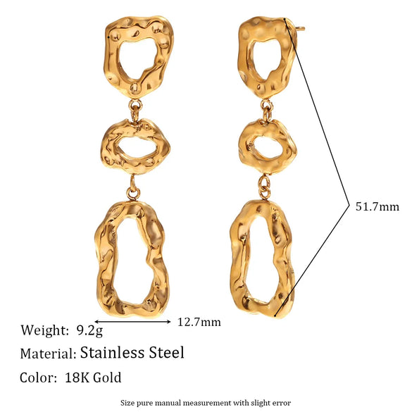 1 Pair Vintage Style Simple Style Classic Style Geometric Plating Hollow Out 304 Stainless Steel 18K Gold Plated Drop Earrings