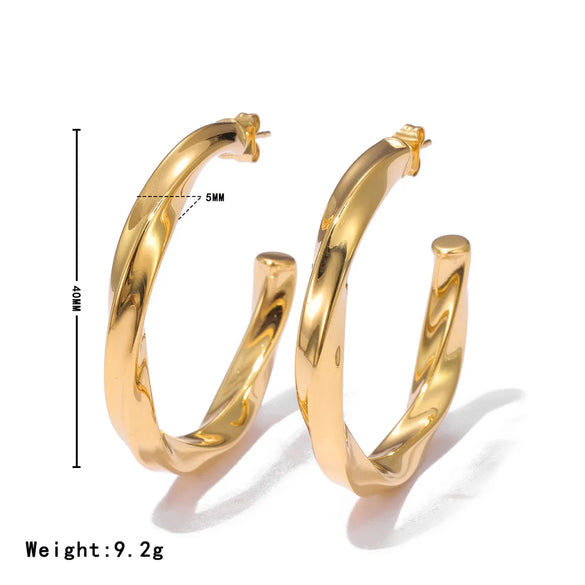 1 Pair Vintage Style Simple Style Commute C Shape 304 Stainless Steel White Gold Plated Gold Plated Ear Studs