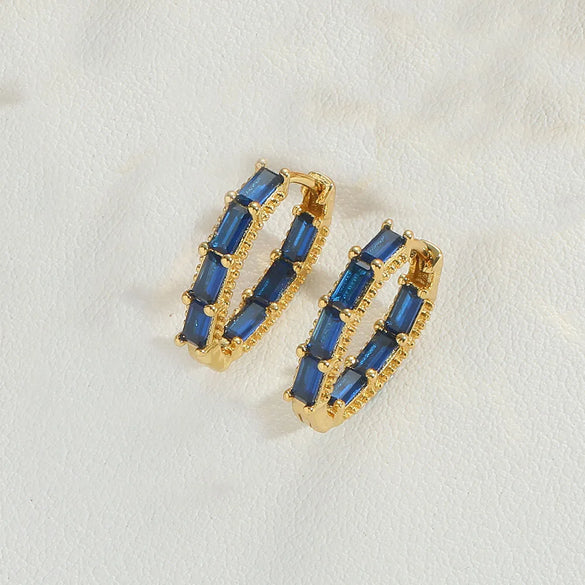 1 Pair Vintage Style Simple Style Commute Round Inlay Copper Zircon 14K Gold Plated Hoop Earrings