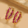 1 Pair Vintage Style Simple Style Commute Round Inlay Copper Zircon 14K Gold Plated Hoop Earrings