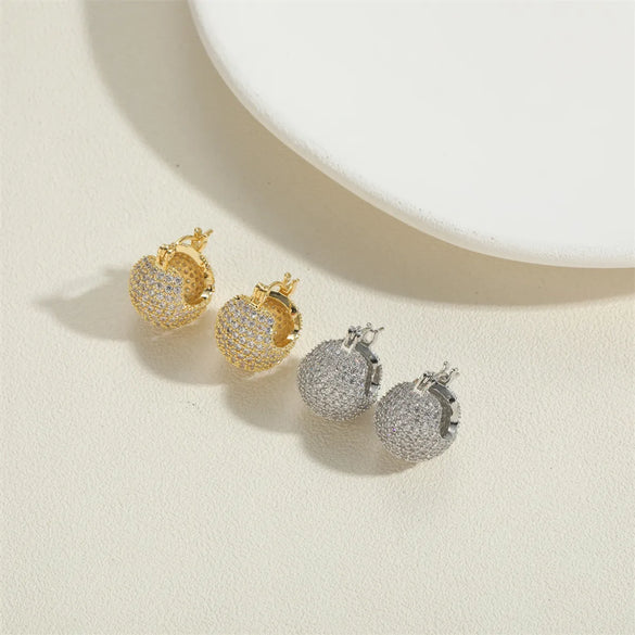 1 Pair Vintage Style Simple Style Commute Round Water Droplets Inlay Copper Zircon 14K Gold Plated Earrings Ear Studs