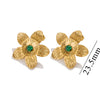 1 Pair Vintage Style Simple Style Flower Inlay 304 Stainless Steel Turquoise Ear Studs