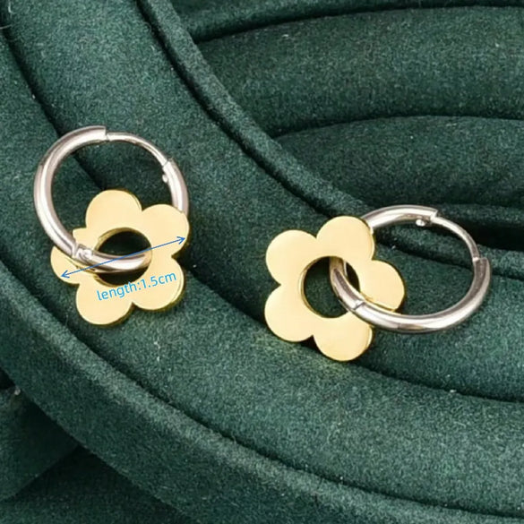 1 Pair Vintage Style Simple Style Flower Plating 304 Stainless Steel 18K Gold Plated Drop Earrings