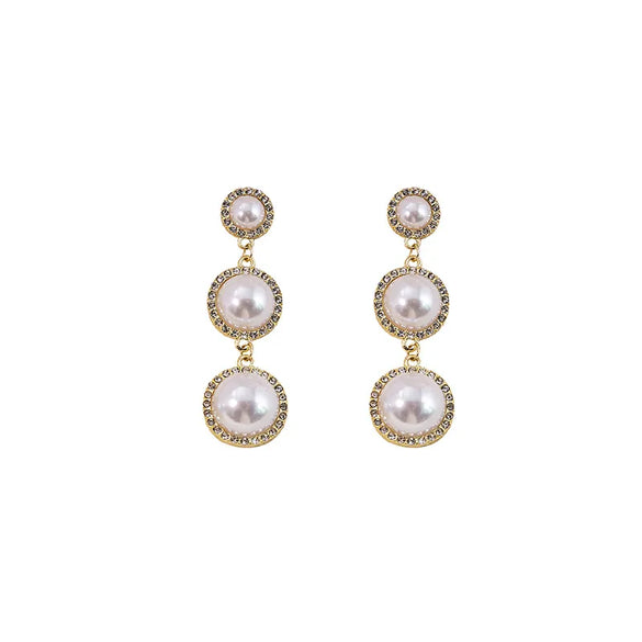 1 Pair Vintage Style Simple Style Geometric Inlay Alloy Artificial Pearls Drop Earrings