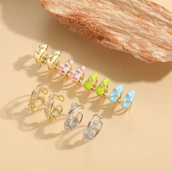 1 Pair Vintage Style Simple Style Heart Shape Plating Inlay Copper Copper 14K Gold Plated Earrings