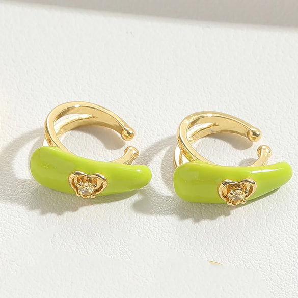 1 Pair Vintage Style Simple Style Heart Shape Plating Inlay Copper Copper 14K Gold Plated Earrings