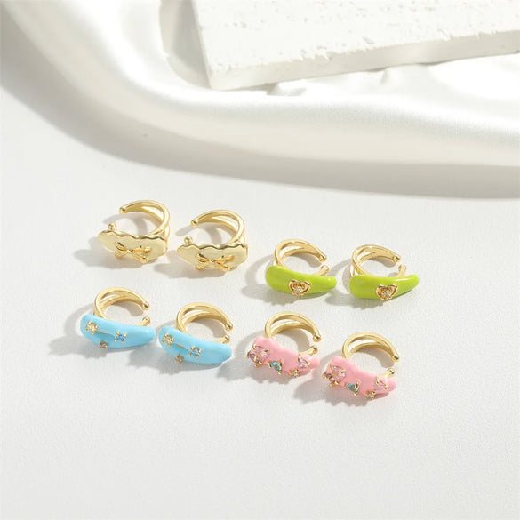 1 Pair Vintage Style Simple Style Heart Shape Plating Inlay Copper Copper 14K Gold Plated Earrings