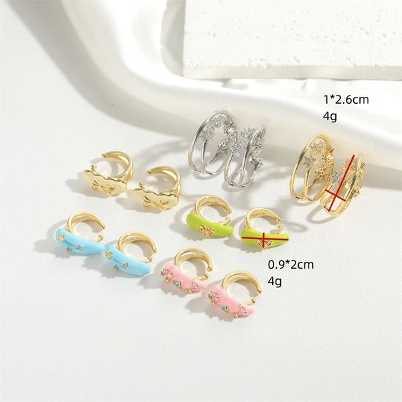 1 Pair Vintage Style Simple Style Heart Shape Plating Inlay Copper Copper 14K Gold Plated Earrings