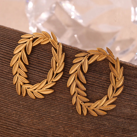 1 Pair Vintage Style Simple Style Leaves Plating Stainless Steel 18k Gold Plated Ear Studs