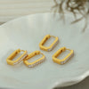 1 Pair Vintage Style Simple Style Rectangle Plating Inlay Titanium Steel Artificial Crystal 18k Gold Plated Earrings