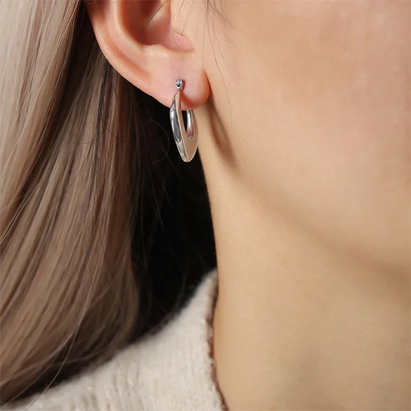 1 Pair Vintage Style Simple Style Rhombus Plating Titanium Steel 18K Gold Plated Hoop Earrings