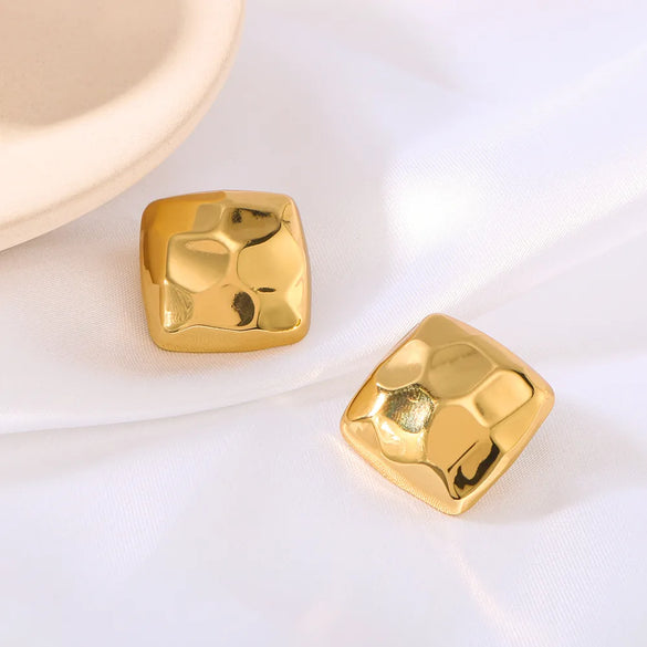1 Pair Vintage Style Simple Style Square Plating 304 Stainless Steel 18K Gold Plated Earrings