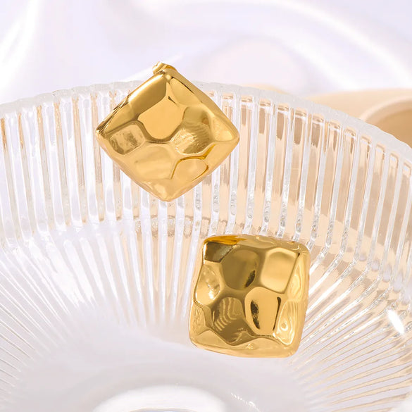 1 Pair Vintage Style Simple Style Square Plating 304 Stainless Steel 18K Gold Plated Earrings