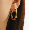 1 Pair Vintage Style Simple Style Star Steel Ball 304 Stainless Steel 18K Gold Plated Hoop Earrings Drop Earrings