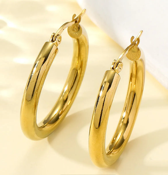 1 Pair Vintage Style Simple Style Star Steel Ball 304 Stainless Steel 18K Gold Plated Hoop Earrings Drop Earrings