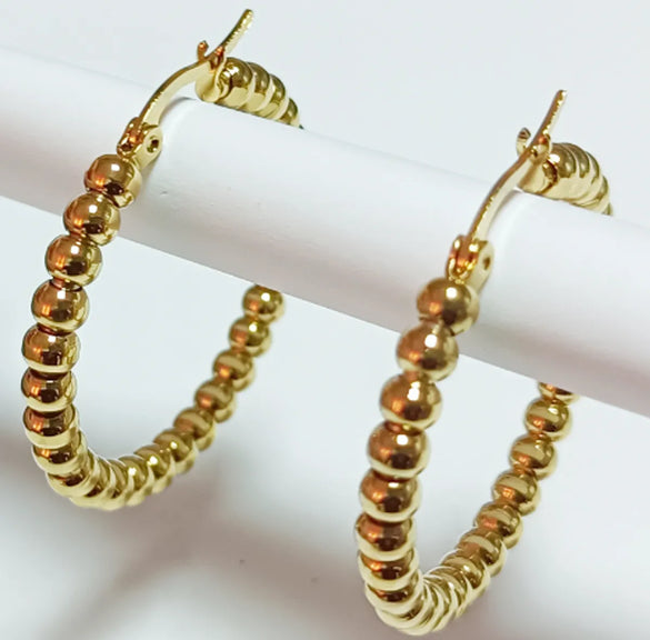 1 Pair Vintage Style Simple Style Star Steel Ball 304 Stainless Steel 18K Gold Plated Hoop Earrings Drop Earrings
