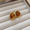 1 Pair Vintage Style Square Oval Heart Shape Plating Alloy Ear Studs