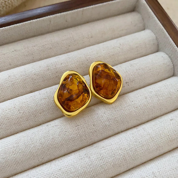 1 Pair Vintage Style Square Oval Heart Shape Plating Alloy Ear Studs