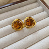 1 Pair Vintage Style Square Oval Heart Shape Plating Alloy Ear Studs
