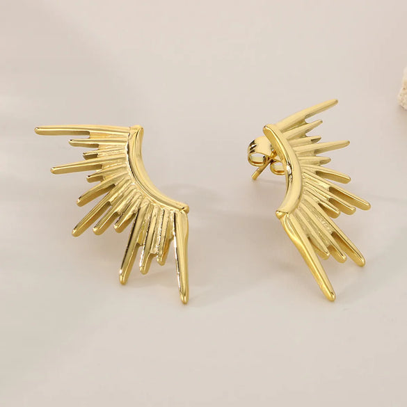 1 Pair Vintage Style Sun Plating 304 Stainless Steel 18K Gold Plated Ear Studs