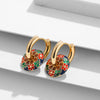 1 Pair Vintage Style Water Droplets Flower Plating Stainless Steel Hoop Earrings