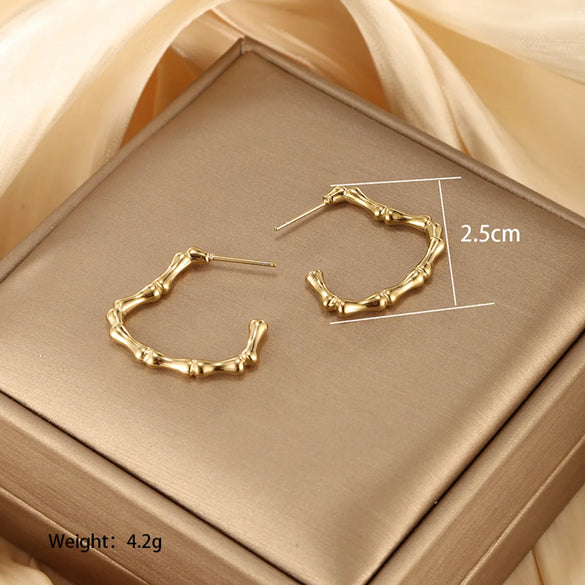 1 Pair Vintage Style Xuping Geometric Star Heart Shape Plating Stainless Steel 14k Gold Plated Ear Studs