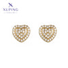 1 Pair XUPING Sweet Simple Style Heart Shape Plating Copper Artificial Gemstones 18K Gold Plated Ear Studs